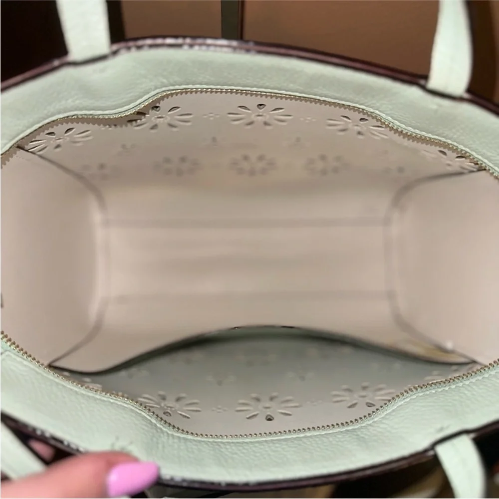 Kate Spade Elizabeth Faye Mint Splash Tote with Cross Body Shoulder Strap - Picture 4 of 14